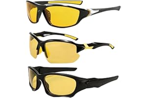 3Pack Polarised Night Driving Glasses Anti Glare, 2026 New Night Vision UV400 Protection Sports Sunglasses for Men Women, Yel