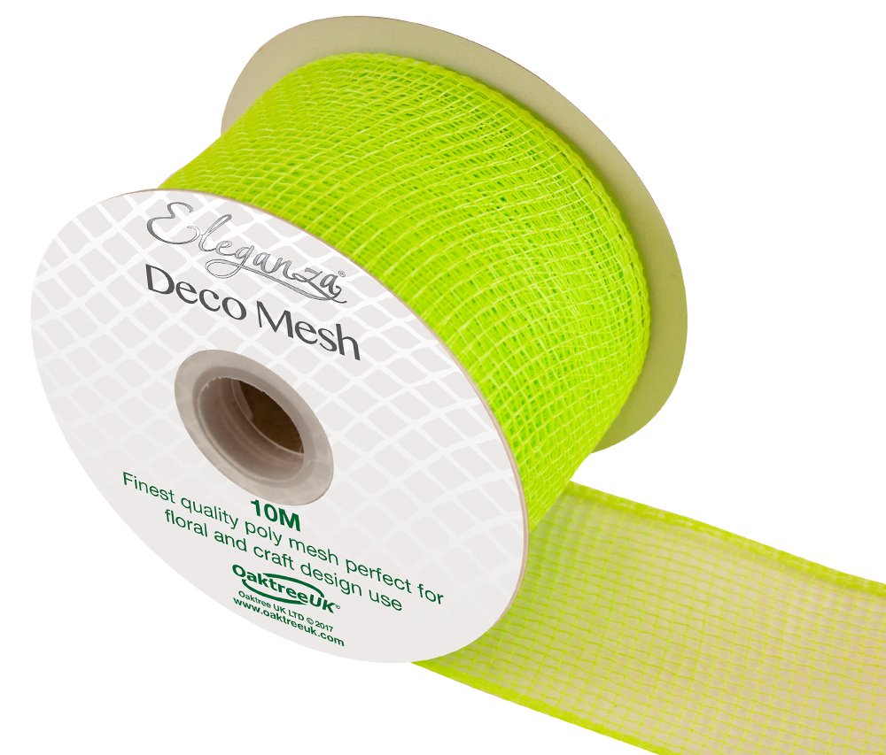 Eleganza Deco Mesh 63mm x 10m Lime Green No.14, Synthetic Material, 63 mm x 10 m
