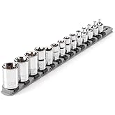TEKTON Shallow External Star Socket Set, 14-Piece | SHD99100 | 3/8, 1/2 Inch Drive, (E4 - E24), Shallow, Socket Rail