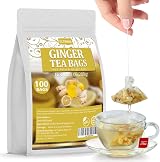ULTHMOK Premium Ginger Tea 100 Bags 100% Pure Ginger Root Caffeine Free