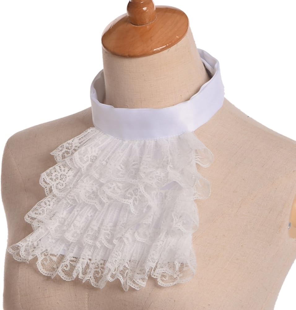BLESSUME Steampunk Lace Jabot White, Little White Jabot - Image 3
