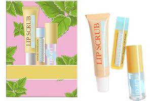 GOERTI Lip Balm, Scrubs, Plumping Oil 3-in-1 Lips Care Set | Exfoliate, Hydrate & Heal Cracks Effectively Moisturizes Lip Clear Repairs Dry Lips Skincare Gift Kit (PEPPERMINT)