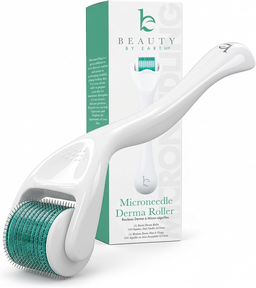 Derma Roller for Scalp, Beard & Face - Microneedling Roller | 540 Stainless Steel 0.25mm Micro Needles, Microneedle Tool for