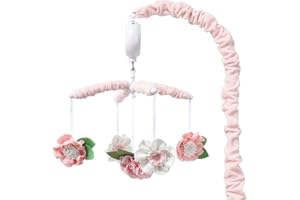 The Peanutshell Crib Mobile for Girls - Pink Musical Baby Crib Mobile with 12 Lullabies, Flower Baby Mobile Crib Pink Floral Nursery Decor