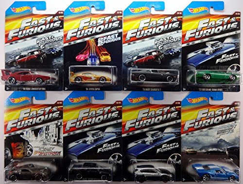 2015 Hot Wheels Fast & Furious - 69 Dodge Charger Daytona, 94 Toyota Supra, 70 Dodge Charger R/T, 72 Ford Grand Torino Sport, Nissan 350Z, Buick Grand National, Subaru WRX STI, Ford GT-40 - Complete Set of 8!!