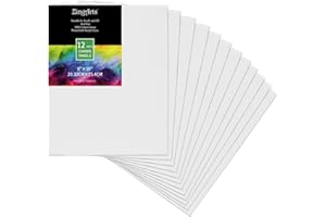 Zingarts Canvases for Painting 8x10 Inch 12-Pack,100% Cotton Primed Painting Canvas Panels, Canvas Boards is for Professionals,Students & Kids, for Acrylic Paint, Oil Paint, Watercolor, Gouache