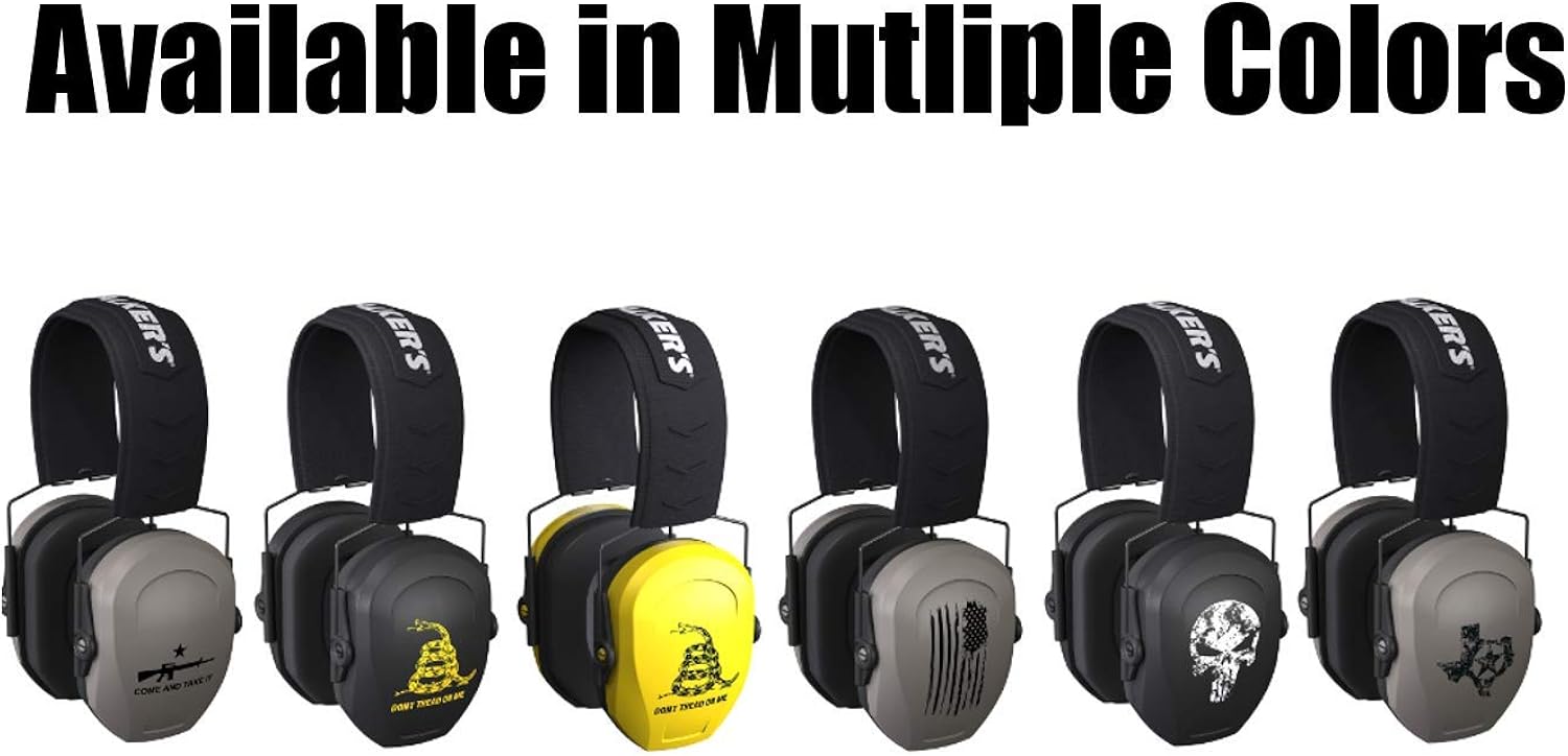 Walker's Razor Slim Passive Earmuff - Ultra Low-Profile Earcups - Black : Clothing