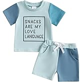 Toddler Baby Boy Summer Clothes Short Sleeve Letter T Shirt Tops and Stretch Casual Shorts Set Infant Outfit