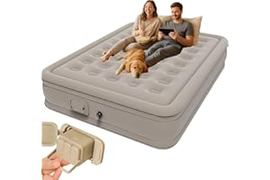 Luxchoice Premium Pongee Queen Air Mattress with Built-in USB Electric Pump 14" Double Inflatable Mattress Anti-Noise Matelas