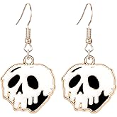 coadipress Poison Apples Earrings for Women Cute Skull Face Snow White Witches Earrings Halloween Party Cosplay Charm Jewelry