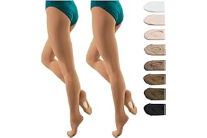 DANCEYOU Dance Tights for Women 2 Pairs Convertible Girls' Ballet Tights Opaque Leggings for Toddler, Kids and Adults