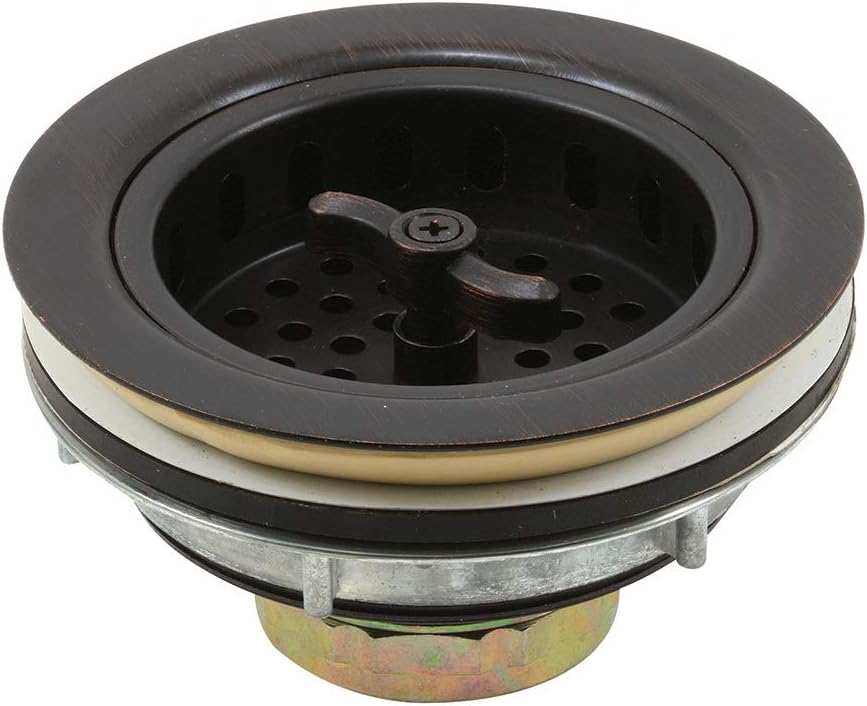 Rapid Repair RP32173OR Basket Strainer Assembly, Fits 3-1/2" to 4", Stainless Steel, Oil Rubbed Bronze-Plated Finish, Spin and Lock Post, Fits up to 5/8 inch Thick Sinks, w/Putty, (single pack)
