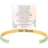 BlingNook Let Them Motivational Color Bangle, Stainless Steel Self Worth Inspirational Cuff Bracelets with Hidden Message Engraved Friendship Bracelet Jewelry Gift for Women Sorority Sisters Friends