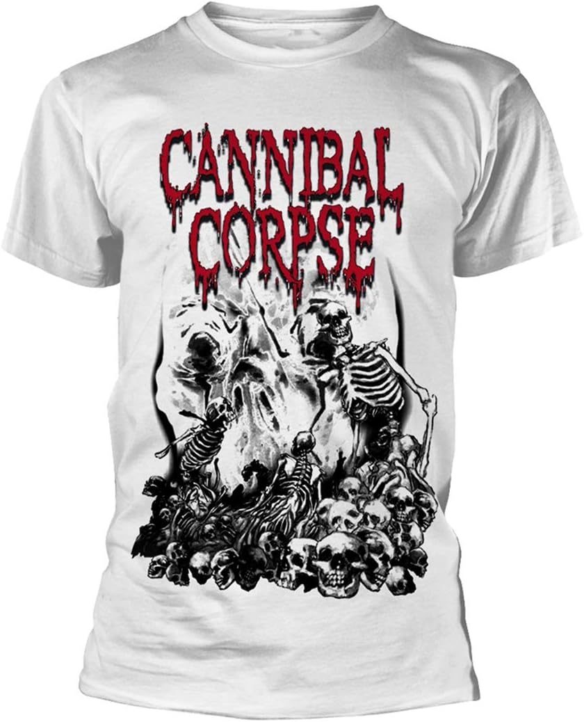 T Shirt Pile Of Skulls Band Logo Official Mens White
