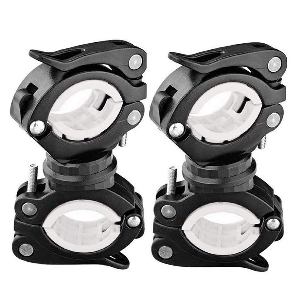 Photo 1 of COSOOS 2 Pack Flashlight Mount Holder, Universal Bicycle Led Light Mounting Holder 360° Rotation Clip Clamp for Flashlight, Cycling, Riding?White+Black?