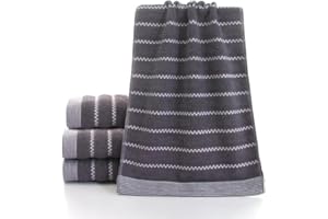 4 Pack Hand Bath Towels, Soft and Absorbent Hand Dry Face Wash Towels with Striped Pattern, Towel for Kitchen Bathroom Home, 