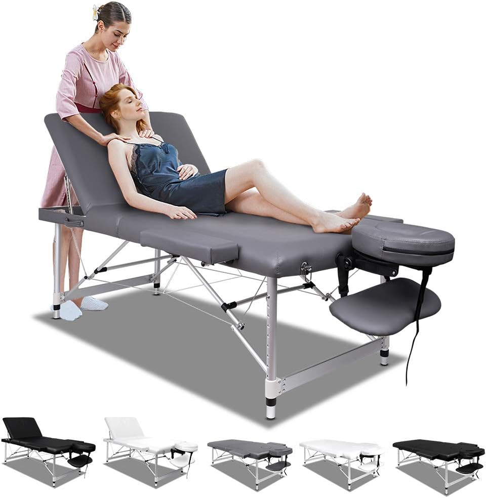ELFORDSON Portable Massage Bed Table 3 Fold 75cm Wide Adjustable