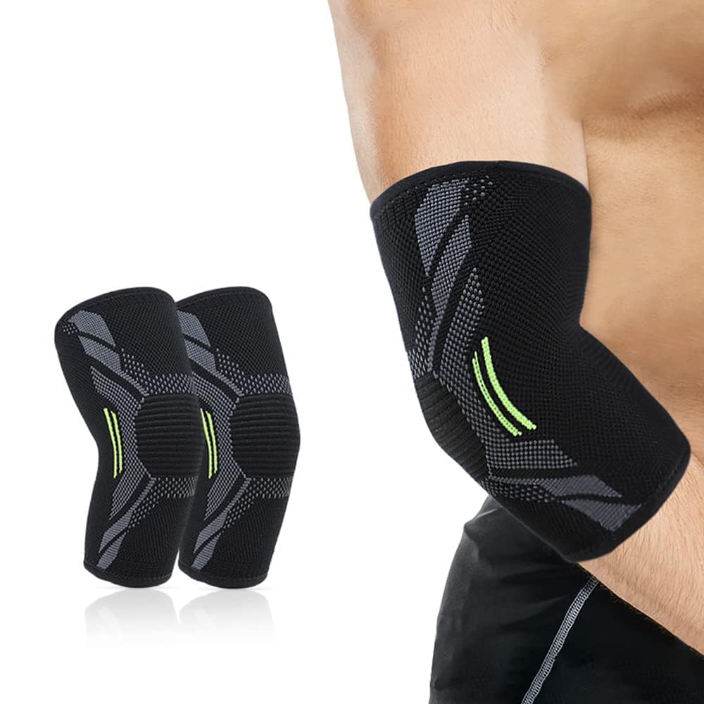TOFBS 1 Pair Elbow Support Brace for Men and Women, Elbow Sleeves for Weightlifting Tennis Golfers Bodybuilding Sports Tendonitis Joint Pain Injury Recovery (M)