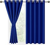 DWCN Blue Blackout Curtains 66x54 with Tiebacks Thermal Insulated 2 Panels