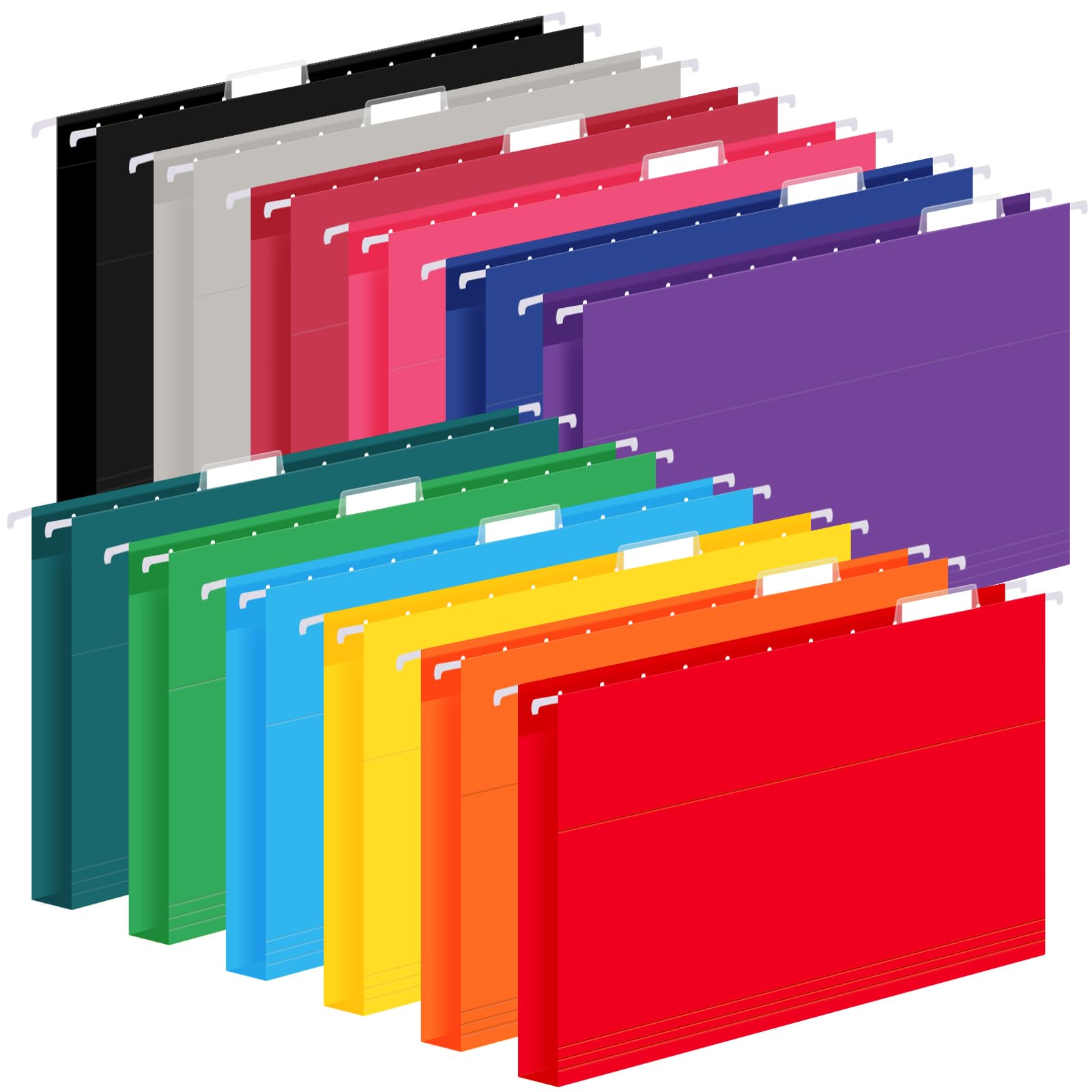 Photo 1 of 12 Pack Hanging File Folders, Letter Size with 1/5-Cut Adjustable Tabs, 12 Selected Color - File Folder Organizer for Filing Cabinet Office Home, Designed for Bulky Files, Medical Charts