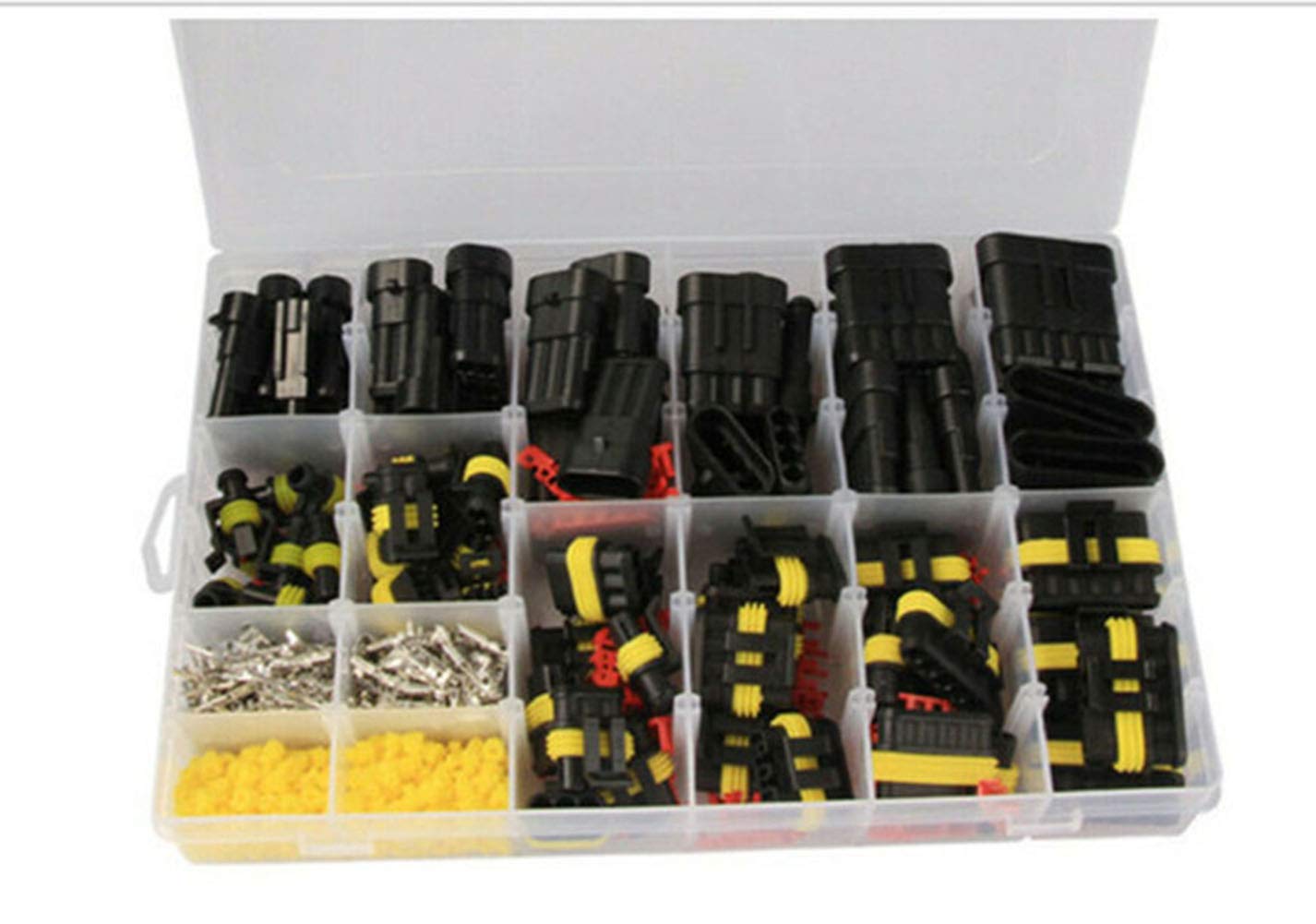 708PCS Waterproof Car Electrical Wire Connectors Terminals Assortment Kit 1/2/3/4/5/6 Pin Way Terminal Wire Connector Plug for Motorcycle Scooter Car Truck Boats
