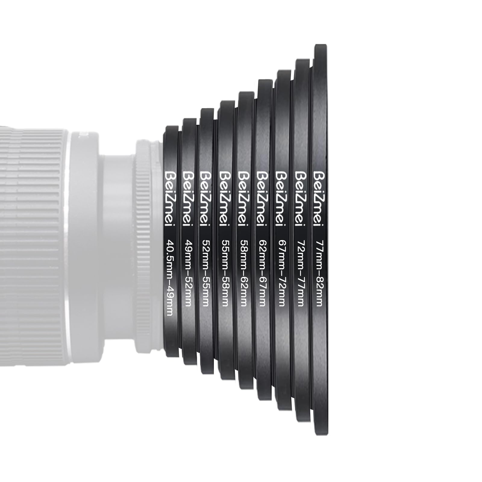 9Set Filters Ring,Compatiable All Camera Lens to UV ND CPL Filter(40.5-49mm/49-52mm/52-55mm/55-58mm/58-62mm/62-67mm/67-72mm/72-77mm/77-82mm) Made of CNC