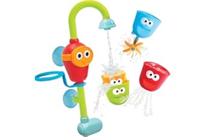 Yookidoo Toddler and Baby Bath Toy (Ages 1-3): Flow N Fill - 3 Stackable Play Cups - Battery Operated Interactive Hose Toy & Tumblers with Multiple Play Aspects - Make Bath Time Magical (No Mold)