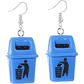 LPYO Trash Can Earrings for Women Creative Cute Funny Resin Toilet Bottle Dangle Earrings Handmade Kawaii Colorful Drop Earrings Jewelry Gifts