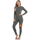 Sampeel Thermal Underwear for Women Long Johns with Fleece Lined Long Sleeve Shirt Legging Lounge Set Cold Weather Top Bottom