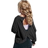 Shirts for Girls Fall Fashion Athletic Workout Long Sleeve Gym Tops Casual Losse Fit Solid Open Back Top Thumb Hole