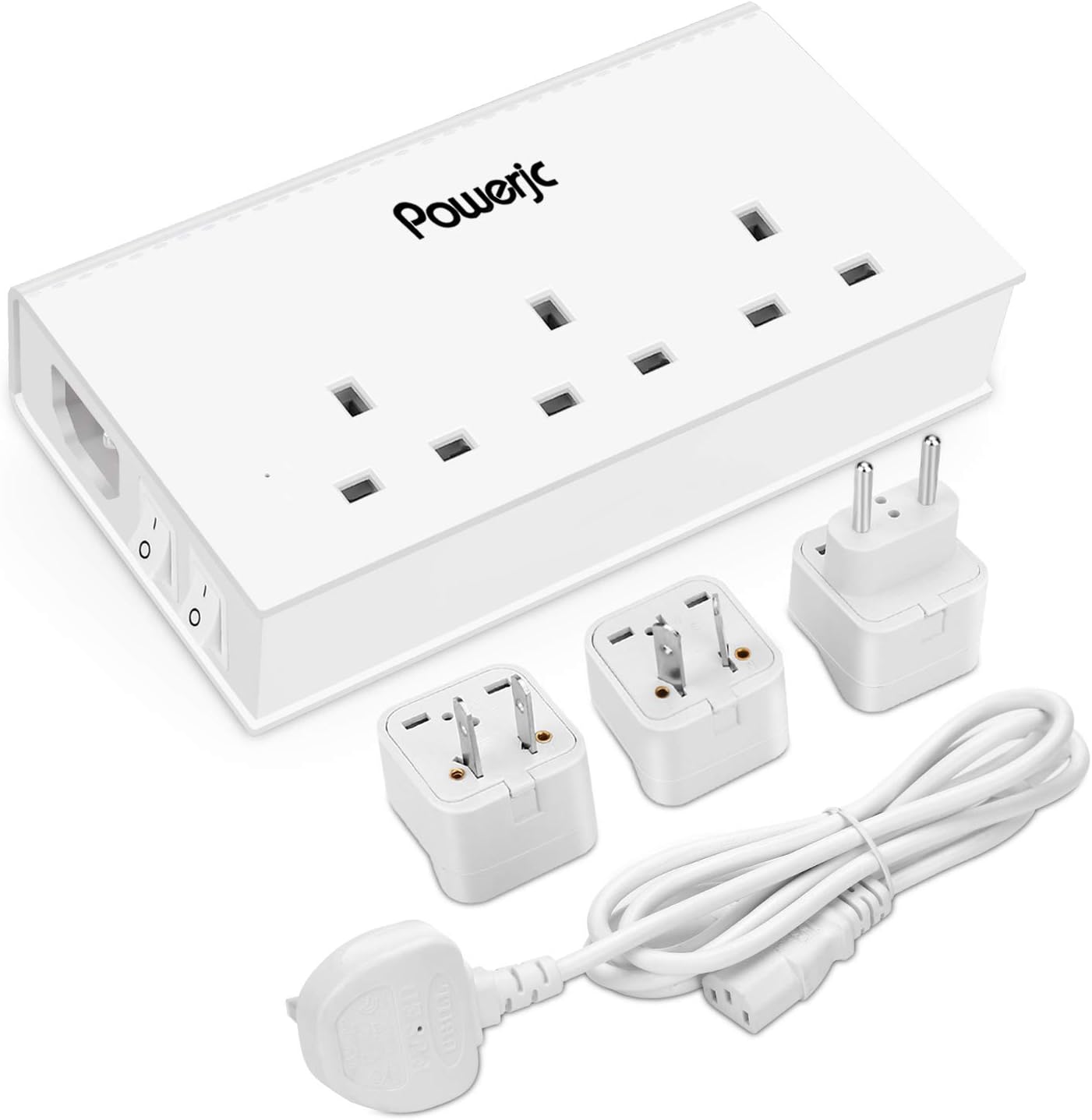 Surge Protector Power Strip 3 Way Outlets 4 USB Ports with 2 Meter Extension Lead, Universal Travel Adaptor Worldwide with 3 Multi Plug（2000W）