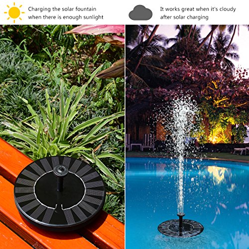 image for Hiluckey Solar Fountain Pump with Battery Backup for Bird Bath, 1.5W F