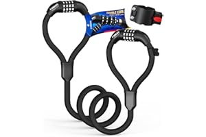 Electric Scooter Lock, Bike Lock with with Mounting Bracket, 41.34in/12mm Cable Locks, Waterproof Resettable Combination Lock