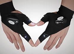 XIANGZHU 3 Pairs Flashlight Gloves, Fingerless LED