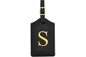 CHOIEO Luggage Tag PU Leather for Suitcase Baggage Handbag Travel Bag Label Suitcase Tag Label Tag w. Name Card & Privacy Cover (S)