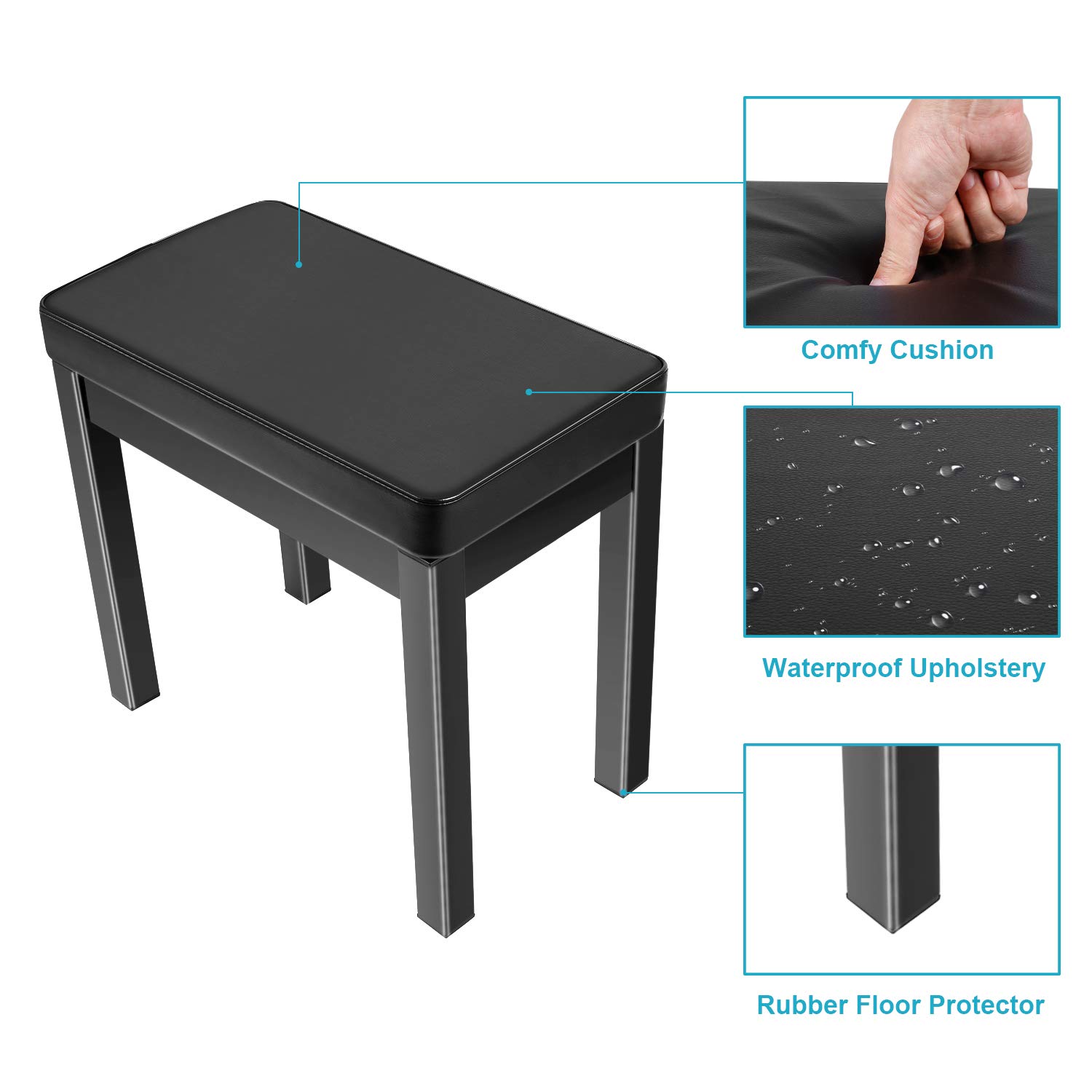 Neewer Taburete Banco Piano Madera Ajustable con Almacenamiento