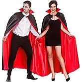 FOMIYES Unisex Halloween Vampire Cape Reversible Dual-layer Stand Collar Adult Cloak Cosplay Cape Costume for Halloween Dress Up Parties Masquerade 1.4m