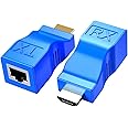 SNLLMZI HDMI to RJ45 Extender, HDMI to RJ45 Ethernet Network Converter Over by Cat5-e/6 Cable Splitter 1080p up to 30m/98ft Repeater for HDTV HDPC PS4 STB