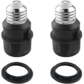 CHENJIN 2PCS E26 to E26 Socket Threaded Extension Lamp Holder Conversion Head for Glass Shade Lamp Holder Extender Lamp Holder Adaptor for Current Limiting Incandescent Bulb Bulb Black