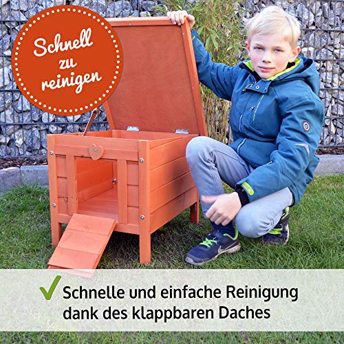zooprinz groÃes Kleintierhaus mit klappbarem Dach â perfekt für drauÃen und drinnen â Besonders einfach umgestellt â Nagerhaus aus Vollholz mit natürlicher Farbe gestrichen - Hasenhaus Kaninchen Haus – Bild 5
