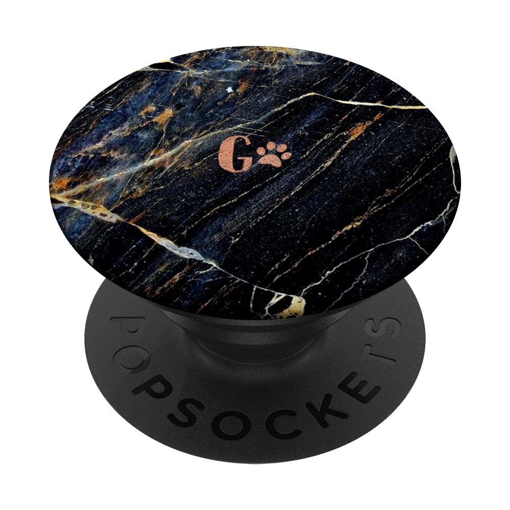 Rose Initial Letter G Paw Print Minimalist Black PopSockets Swappable PopGrip