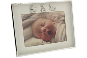Haysom Interiors Charming and Simplistic Silver and Ivory Newborn Baby 7" x 5" Photo Frame by Happy Homewares