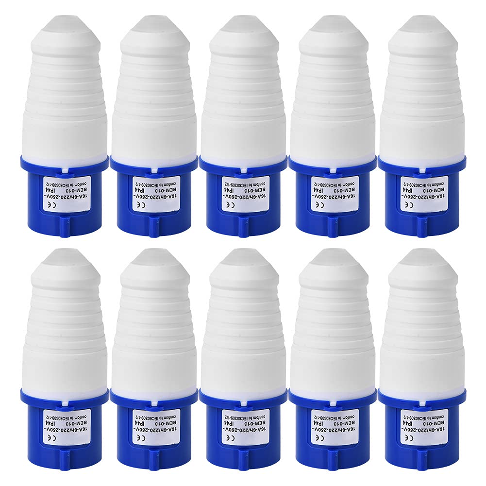 Kadimendium 10Pcs Industrial Socket Connector BEM 013 3 Cores IP44 Waterproof Plug 16A 220 250V Industrial Waterproof Socket