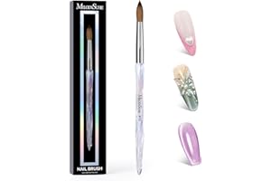 MelodySusie Kolinsky Acrylic Nail Brush, 100% Pure Kolinsky Hair, Professional Nail Brush for Acrylic Powder Nail Extension and 3D Nail Carving, for DIY Home Salon, Size 10