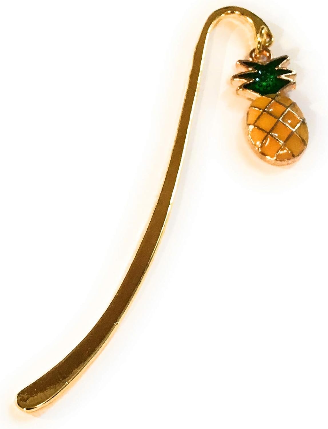 FizzyButton Gifts Gold Tone Enamel Pineapple Charm mini Bookmark in Gift Bag