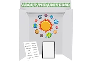 SUNYIWJIE 8 Pcs 36"x 48" Trifold Display Board White Presentation Board with Board Headers 8 Science Subtitles 64 Black Edge Self Adhesive Paper Poster Board for School Projects and Business Presentations