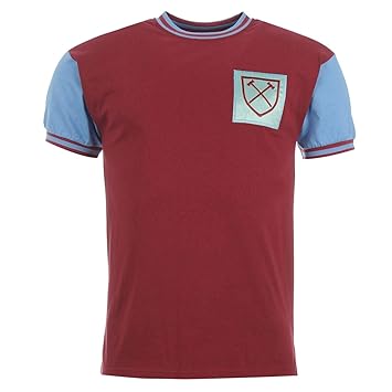 Rillen Draw West Ham United 1966 Heim Trikot Herren Weinrot/Blau Fußball Oberteil