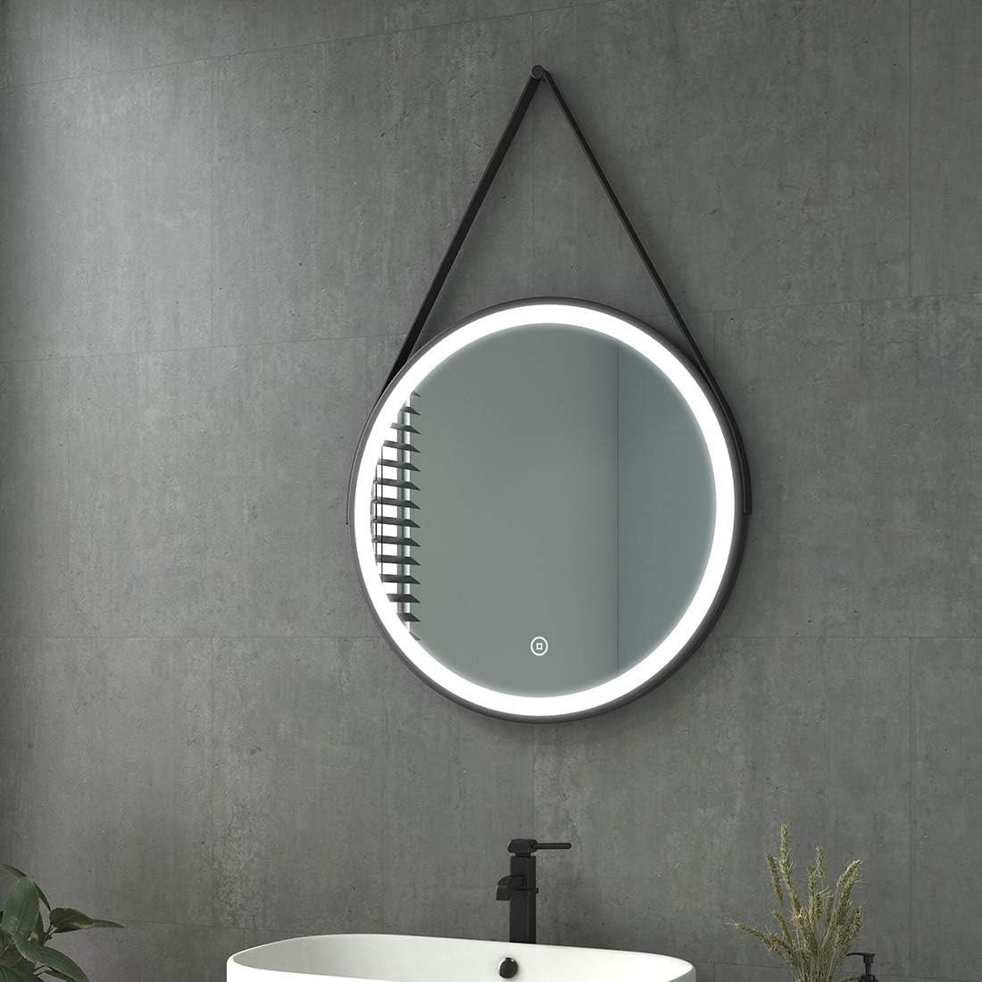 welmax Badezimmerspiegel mit Beleuchtung Rund LED Badspiegel 60 cm Durchmesser Spiegel Kaltweiß