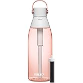 Brita Hard-Sided Plastic Premium Filtering Water Bottle, BPA-Free, Reusable, Replaces 300 Plastic Water Bottles, Filter Lasts 2 Months or 40 Gallons, Includes 1 Filter, Blush - 36 oz.