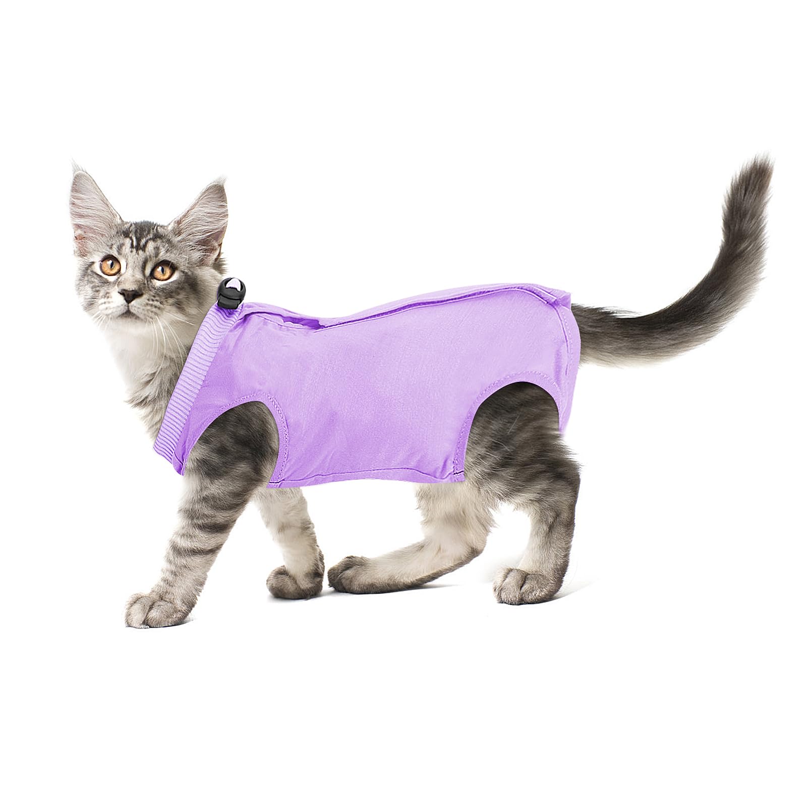Cobee Cat Professional Recovery Suit for Abdominal Wounds or Skin Diseases, Kitten Surgery Alternative, Purple, S Size
